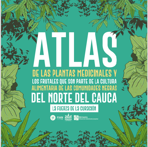 Gráfica alusiva a Atlas de las plantas medicinales y frutales que son parte de la cultura alimentaria de las comunidades negras del norte del Cauca- La fuerza de la curación. 